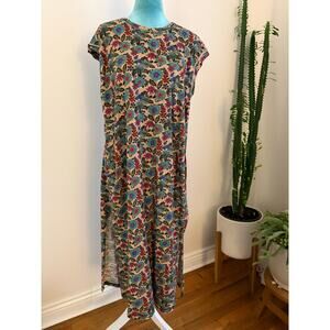 Natural Life Floral Knit Midi T-Shirt Dress Side Slit Boho Bohemian Aesthetic